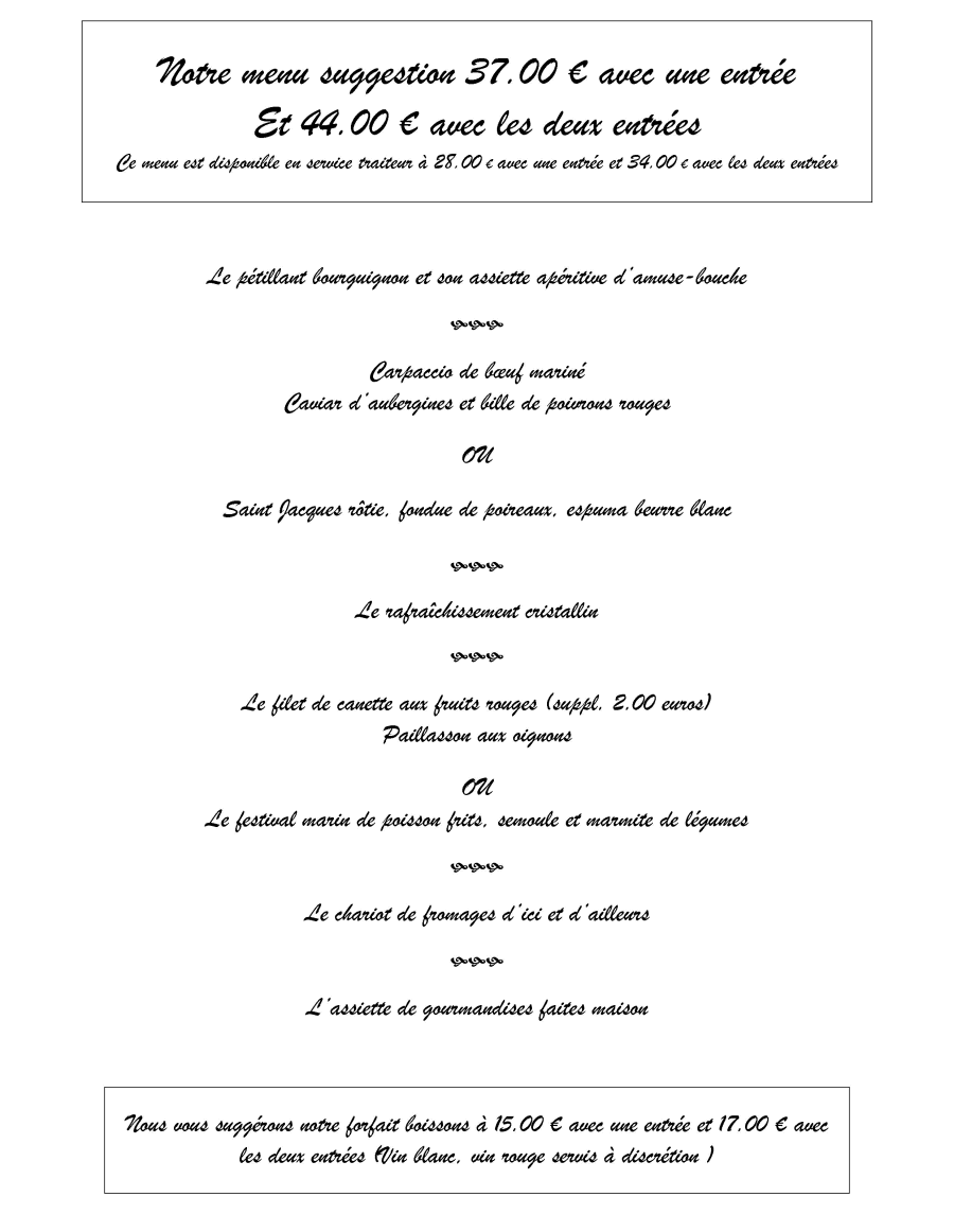 Menus Et Carte Pour Le Nuits-Saint-Georges Restaurant - Traiteur à ...