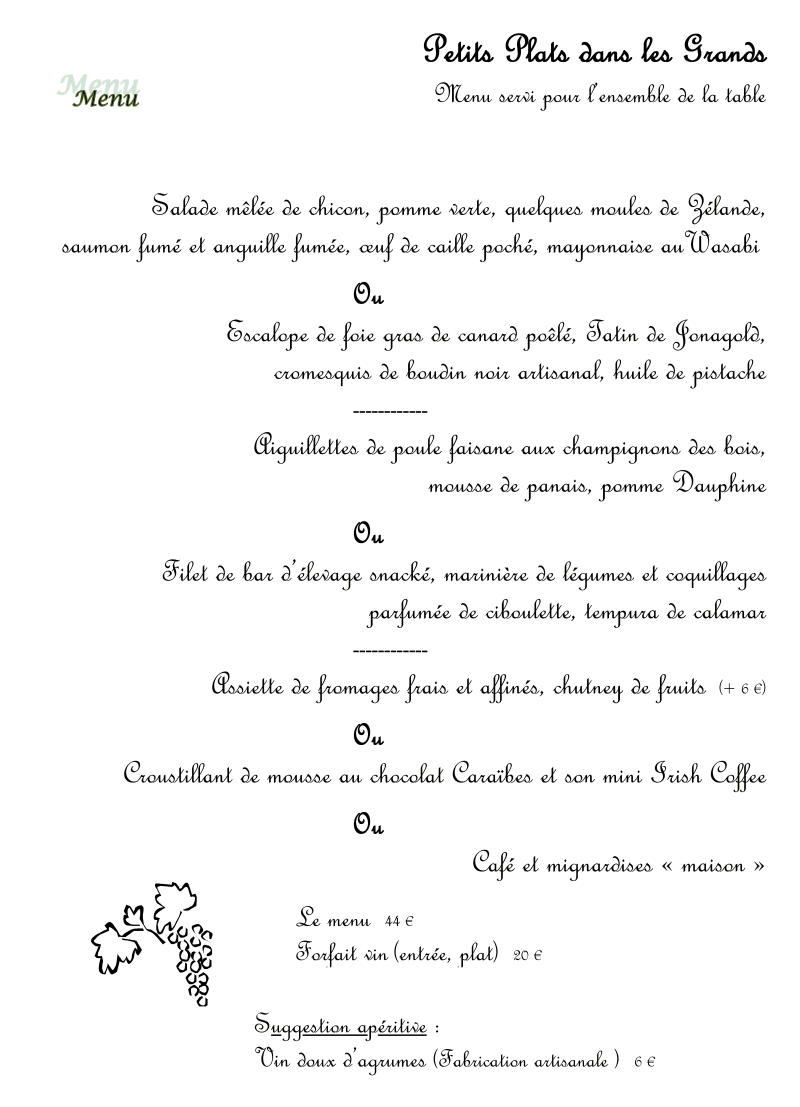 Menus et carte pour Côté Terroir Restaurant Traiteur à Gozée