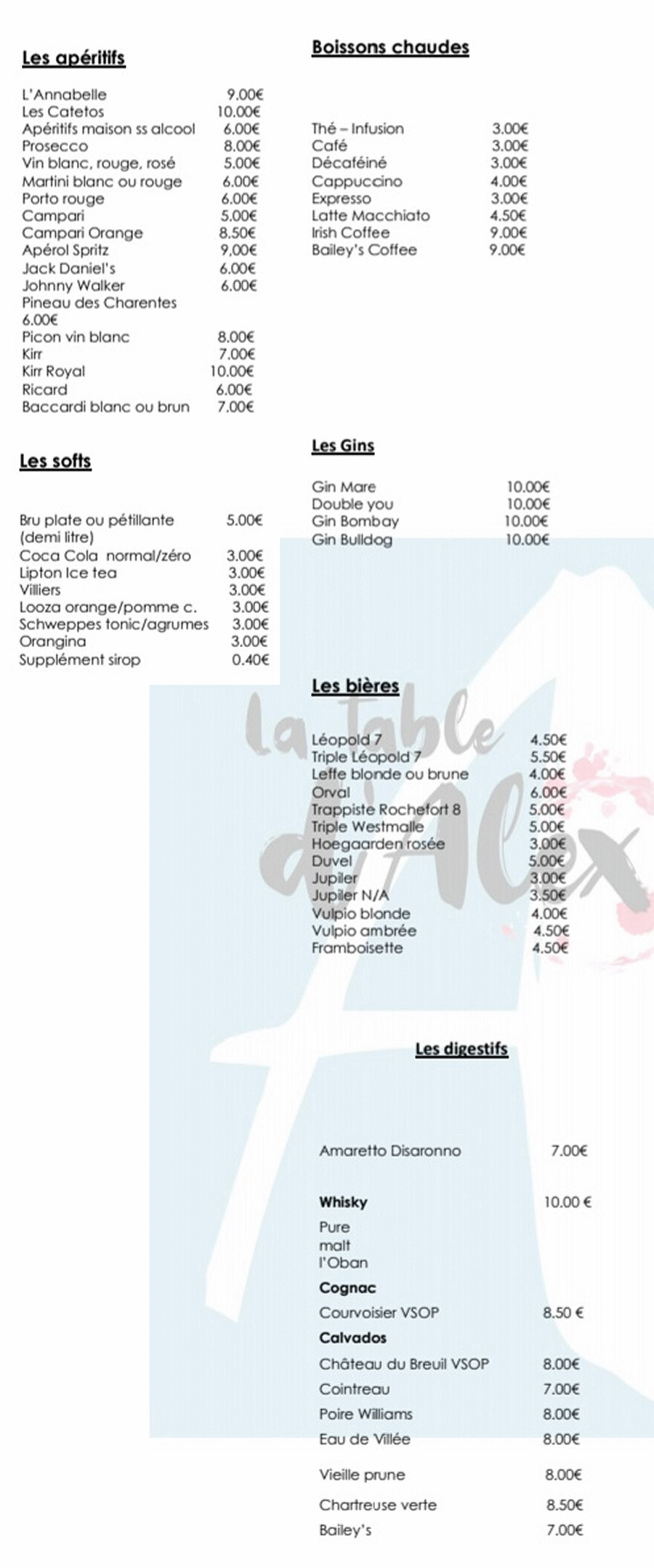 La Table d'Alex